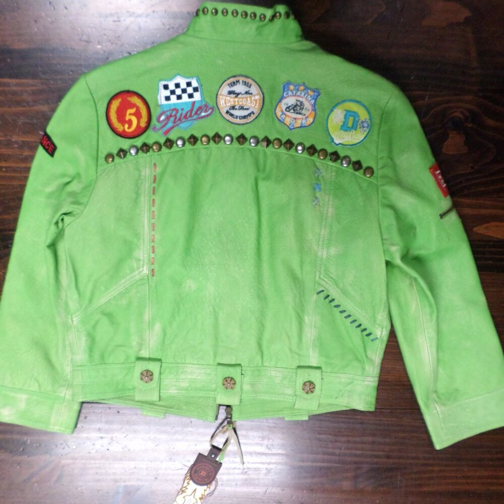 DOUBLE D RANCH LEATHER BIKER JACKET California Logo Patches - Picture 14 of 15